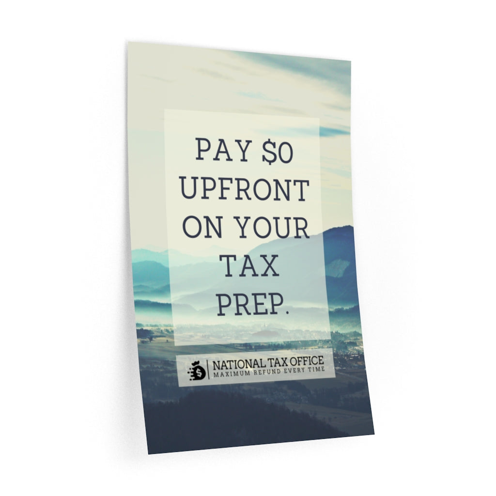 PAY $0 UPFRONT ON YOUR TAX PREP (WALL DECAL)